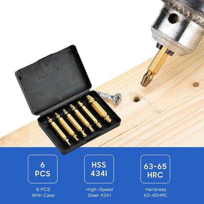 6pcs Damaged Screw Extractor Drill Bits