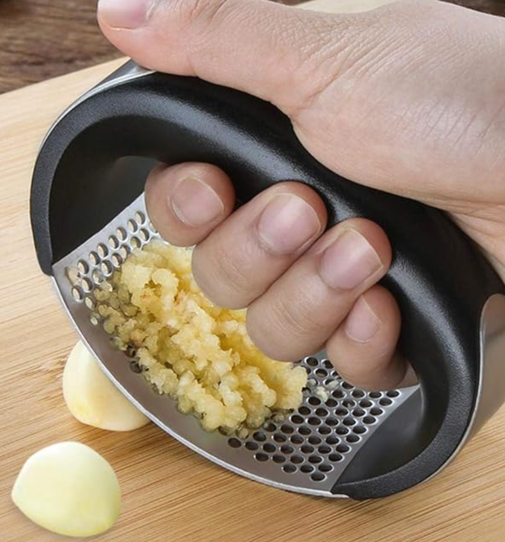 Garlic Press Stainless Steel Garlic Chopper Crusher Kitchen Vegetable Garlic Squeezer Masher Long Handle Mincer Kitchen Gadget Garlic Press