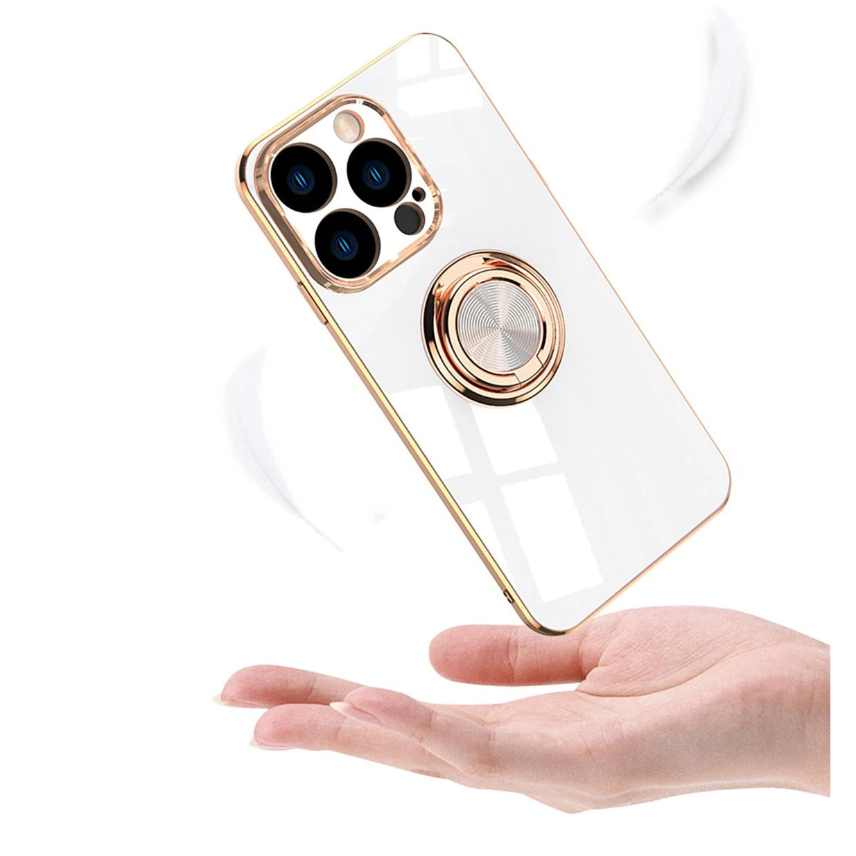 Luxury iPhone 14 Case Flexible Electroplated Cover Ring Holder