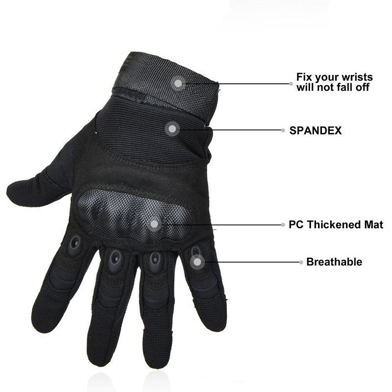 Full Finger Carbon Hard Knuckle Gloves. - Sixty Six Depot