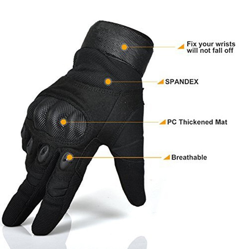 Full Finger Carbon Hard Knuckle Gloves. - Sixty Six Depot