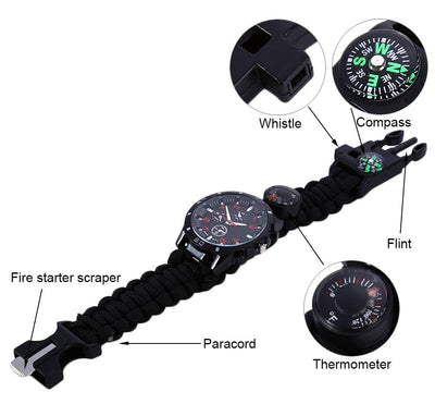 Multifunction Survival Paracord Bracelet Watch - Sixty Six Depot